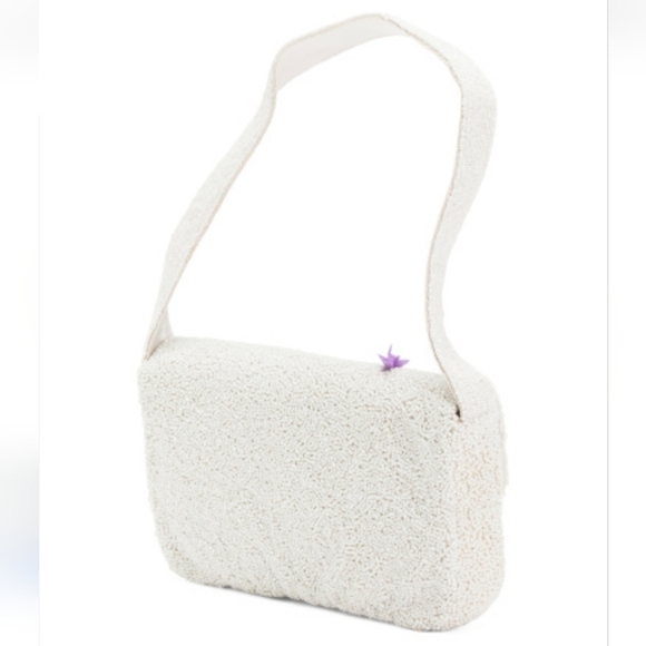 MADE IN INDIA Beaded Floral Shoulder Bag. White Multi. NWT - Picture 2 of 15